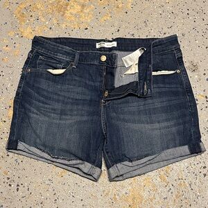 Signature by Levi Strauss Dark Blue Rolled-Hem Jean Shorts